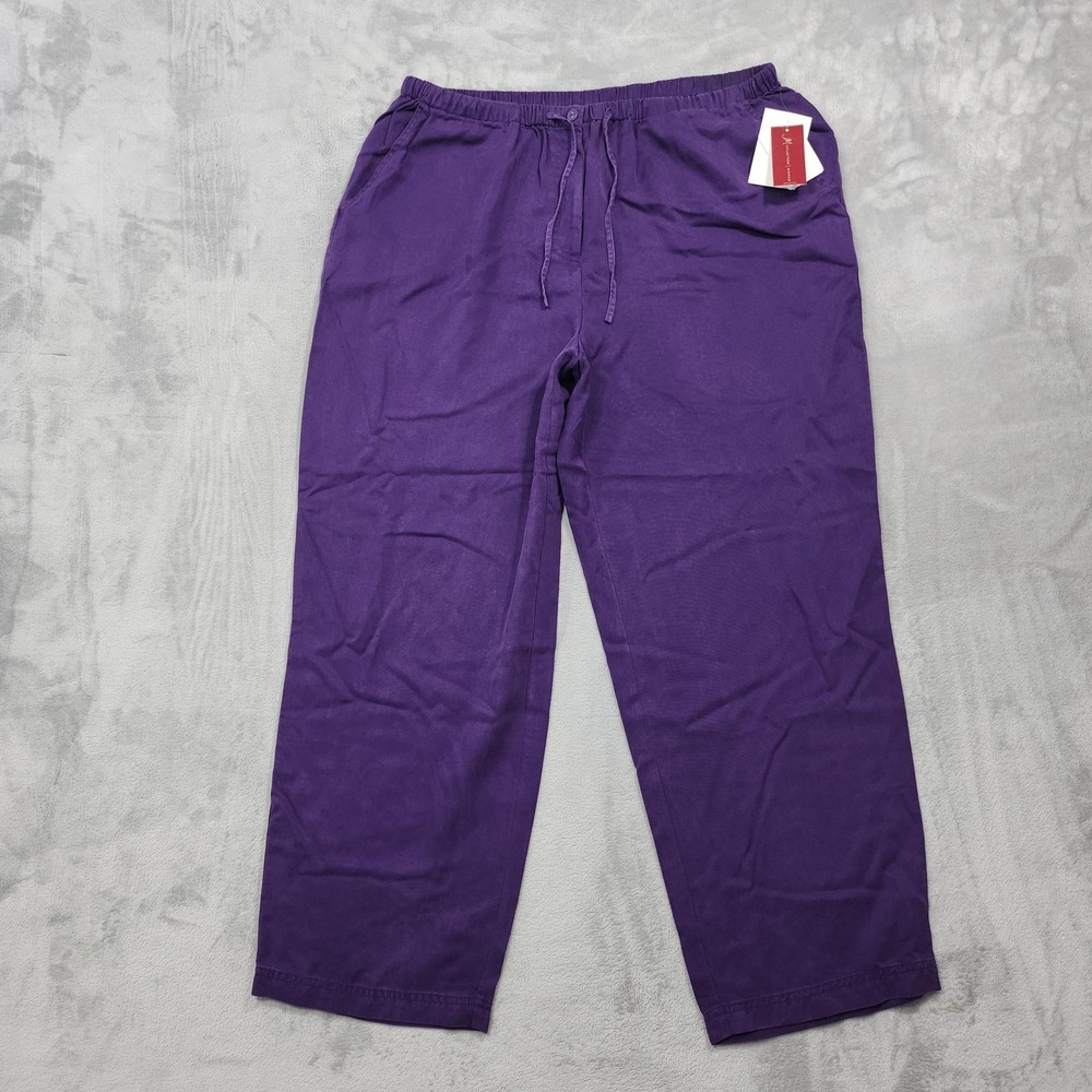 NEW Vintage JM Collection Pants Womens 18W Purple Twill Tencel Lyocell Pull On